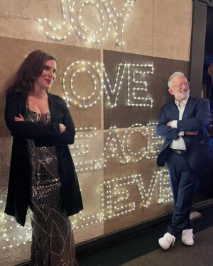 Lori Alan Instagram - Happy first night of Hanukkah 2023 our first as a married couple 🤍✨💗
Amidst some of the unrest in the world, may you find Joy, Love, Peace, Believe…🌍✨
The biggest common bond we all share is LOVE.  It is a powerful thing. Check on your family, love on your family, friends, children and animals tighter then you ever have before. Unconditional love and peace for all mankind. 
that is our wish to you. Amen 
✨🕎💗