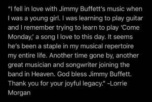 Lorrie Morgan Instagram - #ComeMonday @jimmybuffett