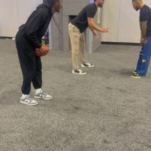 Lou Williams Instagram - I always thought I could catch a pass in the NFL 😂😂😂😂 but I found my position!!!!! @joehaden23 @chandlerparsons