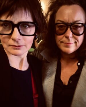 Louise Brealey Instagram - April. The rain it raineth every bloody day. 

Ft. Gilbert, dad watching Chuck Chuck Baby, me watching my pal Katie Arnstein’s beautiful play and me wearing silly glasses with @janismpugh. 

Plus (unseen), I swore a lot doing weights in the gym (🩷 Lex @fitforuk), watched @ferdosnandos be amazing in The (wonderful) Comeuppance twice, binged One Day and ached for long ago and worked on my American “r”s.
Also! Such Brave Girls got a BAFTA and Dolly passed her MOT (💚💚@dhcommercialrepairers).