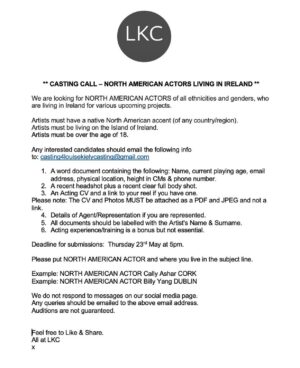 Louise Kiely Instagram - #CastingCall - North Americans living in Ireland 💚☺️