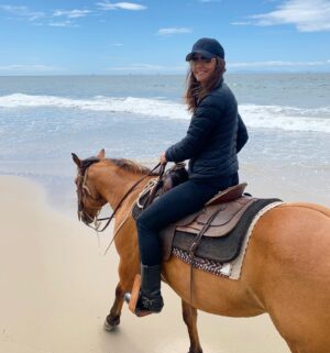 Lu Parker Instagram - Two weeks ago today I rode a horse named Root Beer on a beach in Santa Barbara County….

My entire life I’ve had a love affair with horses, getting one of my first beauties in 7th grade. (See bareback pic)

I’m not properly trained but can ride English & Western. I don’t have perfect etiquette but I trust.  As teenagers, my brother & I would ride full speed with no care in the world. 

Trust is a big component of riding especially when playing polo which I did for a couple of years as well. 

The connection between rider & horse is all about listening, watching, feeling & sensing…essentially being in the moment. It’s similar to our daily lives. 

I’ve always said, especially when the horse is in a full gallop, I can’t think of anything else except that moment, not the past or the future. It’s a high that is almost irreplaceable. 

On this beautiful last weekend of April with a new moon…I ask you to think of one thing that brings you joy and see if you can find time in the near future to experience it once again. 💖

@californiapoloclub 
@santabarbarapoloclub 
@lospadresdayrides 

#agirlandherhorse #horsegirl #horses #summerland #beachriding #polo #polohorse #bekind #luparker #passion #getoutside #newmoon #joy #happyday #santabarbara #cpc #californiapoloclub #inthemoment #saturdayvibes
