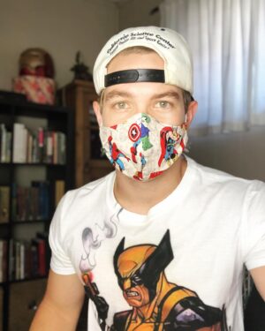 Lucas Adams Instagram - I wear this mask to protect you, I stand with #HeroesWearMasks and all other heroes asking you to wear a mask! I challenge @johnharlankim @robertscottwilson and @victoriakonefal to show off their masks!!