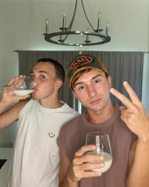 Lucas Cruikshank Instagram - chug that milk straight, no chaser 😎 btw, we have an amazing podcast called “Lucas & Jacob: The Bro Show”. you can listen anywhere podcasts are and there’s even a video version on the youtubes. new episodes every tuesday featuring important topics such as Lindsay Lohan’s music career!!