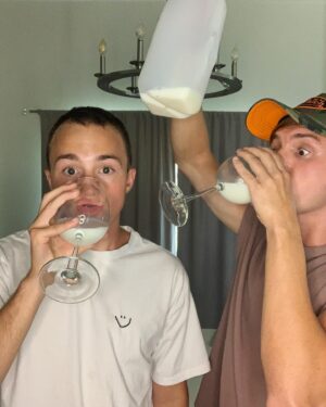 Lucas Cruikshank Instagram - chug that milk straight, no chaser 😎 btw, we have an amazing podcast called “Lucas & Jacob: The Bro Show”. you can listen anywhere podcasts are and there’s even a video version on the youtubes. new episodes every tuesday featuring important topics such as Lindsay Lohan’s music career!!