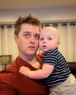 Lucas Grabeel Instagram - #unclenephewtime Lennon loves watching the Olympic ice skaters. He also wants you to know that he IS Batman. 
@autumngrabeel and @divebarrockstar made the coolest little human.