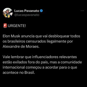 Lucas Pavanato Instagram - Será que vão dar 48h para o Elon Musk se explicar? 😂