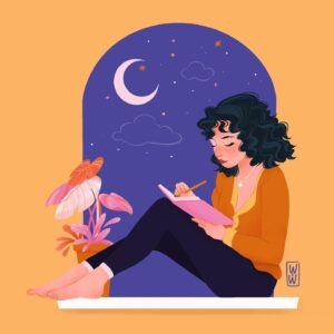 Lucy Luna Instagram - My dear friend Andie did it again. She captured my essence and biggest passion so beautifully. Go to @wacom.and.wine and DM her if you want your own illustration! 🧡
