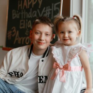 Luke Caldwell Instagram - 🎂 Elias➕Arrow were both born on the exact same day 12 years apart! Elias was sad at first because he didn’t know how he would feel about sharing his birthday. Miranda and I told him he could name her if he wanted. He was excited and decided on the name Arrow saying he wanted her to have purpose and direction in her life 🥰 They have the sweetest relationship - Happy 15th Elias and Happy 3rd Arrow. You both bring so much life and joy to our family 💕 #bookends #family #brotherandsister #happybirthday #caldwellkids