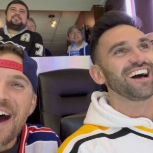 Luke Gulbranson Instagram - Great night with @carlradke watching the @nyrangers beat up on the Pens. Sorry bud! @nhl @msgnetworks