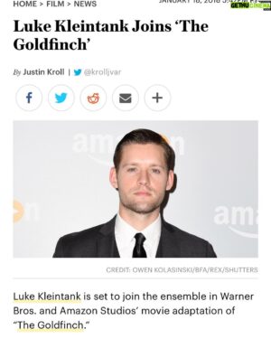 Luke Kleintank Instagram - #thegoldfinch