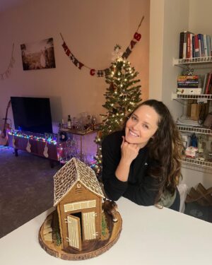 Luke Mitchell Instagram - So we’ve been binge watching @britishbakeoff & we decided to have our own Bake Off - A Gingerbread house challenge! Who wins? 1 (The rustic “battle hardened” Castle 😝) or 2 (The ridiculously cute Pony Stable ☺️) Pretty sure at least one of us is getting a  #PaulHollywood handshake… 👀 @rebeccaebreeds