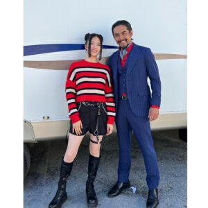 Luna Fujimoto Instagram - Teenage Lady Death and her father @toshijitakeshima 
I believe both of us enjoyed dressing up like this😆

#snipergrit #sniperfilms #ladydeath #actionmovies #behindthescenes #山猫は眠らない #アクション映画 #女優 #アクション女優