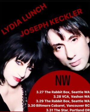 Lydia Lunch Instagram - After 12 dates in Australia, Lydia and @josephkeckler will be heading off to touring the Pacific North West and Canada! 

All tour dates and ticket info can be found at www.josephkeckler.com 

Photo by: Jasmine Hirst @artbyjasminehirst 

#lydialunch #josephkeckler