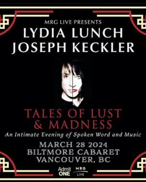Lydia Lunch Instagram - After 12 dates in Australia, Lydia and @josephkeckler will be heading off to touring the Pacific North West and Canada! 

All tour dates and ticket info can be found at www.josephkeckler.com 

Photo by: Jasmine Hirst @artbyjasminehirst 

#lydialunch #josephkeckler