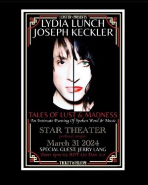 Lydia Lunch Instagram - After 12 dates in Australia, Lydia and @josephkeckler will be heading off to touring the Pacific North West and Canada! 

All tour dates and ticket info can be found at www.josephkeckler.com 

Photo by: Jasmine Hirst @artbyjasminehirst 

#lydialunch #josephkeckler