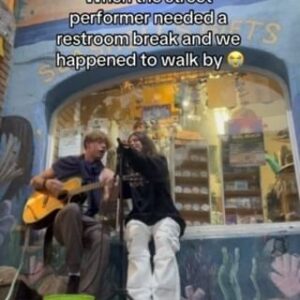 Mackenzie Sol Instagram - We even got him a few tips🩷 #singing #streetperformer #guitar #music #explore #explorepage #duet #cover