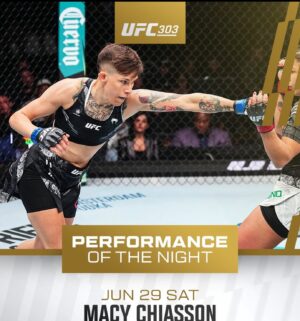 Macy Chiasson Instagram - Congratulations to Fortis MMA’s own @macychiasson on her second straight finish and performance bonus. Her hard work and dedication is a great example for her students and also her teammates here at the gym! We are proud of you #ufc303 #potn #congratulations #team #fortismma #dallas #texas