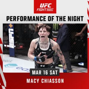 Macy Chiasson Instagram - Congratulations to Fortis MMA coach  @macychiasson on her first round victory and her second POTN bonus in the @ufc #team #fortismma #dallas #texas #potn