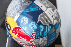 Mad Mike Instagram - Wild that I’ve had this helmet as a trophy from @redbull for winning the @formuladjapan Championship back in 2018 and I’ve never even worn this skid lid but it’s been the pride of display for many years however today I felt it was definitely worth strapping it on for our first shakedown of our @mclaren #MADMAC on track. This lid’s art work is made up of all the things that inspire me from Japan on one side and New Zealand on the other… Clearly Bruce McLaren is forefront of it all being a true Kiwi legend so it was an epic feeling to have him ride with me today in our screaming creation of a Mclaren.

#RotaryMclaren #FlyingKiwis

📸 @graememurraynz