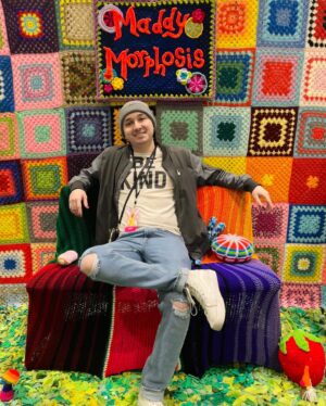 Maddy Morphosis Instagram - 3 long days of hooking at RuPaul’s DragCon UK 🧶 

Everything handmade by @ginarosegallina! 

•
•
•
•
•
•
#drag #dragrace #rupaulsdragrace #rpdr #maddymorphosis #crochet