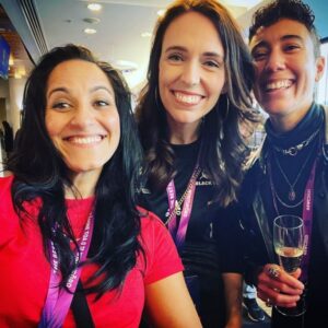 Madeleine Sami Instagram - So damn proud of this woman. Our incredible PM @jacindaardern 🥲 My lord the challenges you have led us through. And with such grace, empathy and wit. So glad I convinced you to become the leader of the Labour Party all those years ago 😂 Time for you, @clarkegayford and Neve to have a bit o rest and relaxation now 🎣 💅 Raising a glass of Glendronach to you tonight my friend! 🥃 🥹❤️