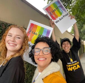 Madisen Beaty Instagram - We’d all rather be working… but the positivity & good vibes were there yesterday striking at #warnerbros 

PAY YOUR WRITERS

What a highlight to run into so many friends, old & new. Unions stand together. 

To the writers - we fight alongside you. 

#sagaftra friends - we have until June 5th to authorize a strike, which does not mean we will strike, but sends a strong message. 

Oh & Happy Pride 🌸

#writersstrike #wga #sagaftra #unionstrong #payyourwriters #warnerbrothers #strike