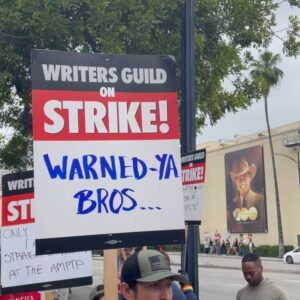 Madisen Beaty Instagram - We’d all rather be working… but the positivity & good vibes were there yesterday striking at #warnerbros 

PAY YOUR WRITERS

What a highlight to run into so many friends, old & new. Unions stand together. 

To the writers - we fight alongside you. 

#sagaftra friends - we have until June 5th to authorize a strike, which does not mean we will strike, but sends a strong message. 

Oh & Happy Pride 🌸

#writersstrike #wga #sagaftra #unionstrong #payyourwriters #warnerbrothers #strike