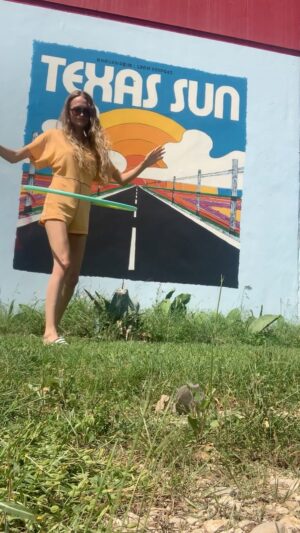 Madison Riley Instagram - This vinyl store is right next to a freeway. Lotta honks for support. Gotta love a $7.97 investment. #hulahoopfitness #hulahoopinghippies