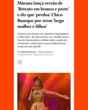 Mãeana Instagram - quem sou eu pra perdoar chico buarque? rss
Sim, eu sou uma fã apaixonada. 
o ano era 2017, finalmente Sereno dormiu e coloquei os fones, sozinha e ansiosa pra ouvir o single novo do chico! DE-PRI-MI. ja tava tudo mt dificil pra mim naquele momento, é verdade, mas o chico, meu chico, meu intocável chico, usar um eu lírico onde larga “mulher e filhos” pra viver um romance cafona, pra rimar com joelhos, sem tom de ironia, sem nada, simplesmente assim, uma cantiga bonitinha? sem nenhuma crítica ao nosso maravilhoso patriarcado que ja era pra ser matriarcado ha mt tempo já que por ano mais de cem mil crianças são registradas sem o nome do pai na certidão. sabe? chico, que sempre trouxe questionamentos subliminares em relação a tudo, veio de repente com açucar, afeto, rimas e SÓ? péssima escolha de single pois acho q foi a única vez que esse maravilhoso hetero top errou. se saísse junto do resto do disco Caravanas talvez eu nem tinha sofrido assim. 
mas estou contando apenas UM dos MILHARES de momentos emocionantes que vivi ouvindo esse geminiano safado. pq é divertido ser polêmica pra falar mal de homem, nós mulheres temos esse direito. 
obrigada @mariafortuna27 
o link ta no meus stories , falei umonte ❤️💕🫶🏼💫