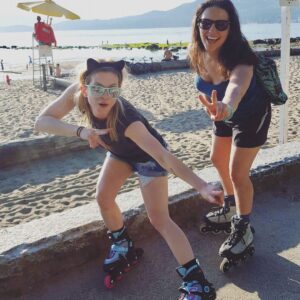Magda Apanowicz Instagram - Taking on the#SeaWall like it’s 1992 with this badass @alexiskorotash #RollerBabein ‘Vancouver Summer is here to play!