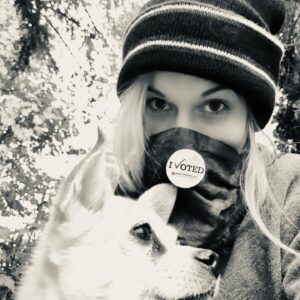 Magda Apanowicz Instagram - * #ivoted 
 
• ME: Do you guys have ‘I Voted’ stickers?
 
I says to the brave Volunteer risking his health during a pandemic because he believes in something. (Double side note, I respect everyone who’s volunteered this year.) The kid in me was bummed last time I voted. They had run out of stickers.
 
• GENTLEMAN VOLUNTEER: Is this your first year voting?
 
He said it with such gusto. The utter excitement in his voice felt I’d be letting him down if I said ‘no’. As though it instilled a kind of hope in him for the future. The young have chosen to stand their ground and speak! 
*
ME:😂☺️🙃 
 
With jokes on the side, I do hope everyone who’s of age sees not only the privilege we have (we’ve come from a dark lineage of humanity). Secondly your input on how things are run does truly mean something.