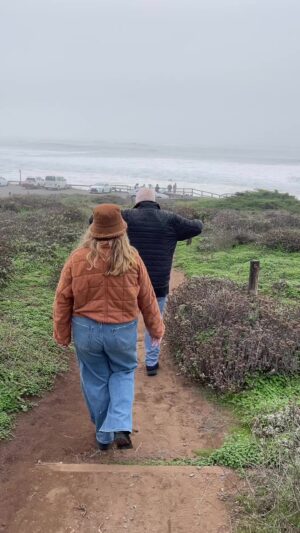 Maggie Egan Instagram - A magical day on Moonstone Beach in Cambria with my Jim and Emmie.  #moonstonebeach #Cambria #stormyweather #jonathonlivingstonseagull