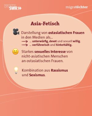 Mai Duong Kieu Instagram - Wurdest Du aufgrund Deiner Wurzeln sexualisiert? 

Mai (@maiduongkieu) hat uns von ihren Erfahrungen als Schauspielerin mit vietnamesischen Wurzeln erzählt. Als ostasiatisch gelesene Frau wurde sie früher oft für stereotypische Rollen gecastet, beispielsweise als Prostituierte. Mit sexualisierenden Vorurteilen müssen sich viele ostasiatische Frauen rumschlagen. Vor allem beim Dating berichten viele von Situationen, bei denen sie sich auf ihre Herkunft reduziert fühlen: 

“Ich kann mich an Aussagen erinnern, die sich an mein Asiatisch-Sein gerichtet haben, weniger an meine Person oder Interessen.“

Wie zum Beispiel „Ihr Asiatinnen habt immer so schön kräftiges Haar“ oder „Ihr seid immer so schön weiblich.“ 

Im Übrigen: 
Präferenz ≠ Fetischisierung! Bei Fetischisierung werden Menschen aufgrund ihrer vermeintlichen Andersartigkeit auf sexualisierende Weise zu Objekten gemacht. Es ist völlig akzeptabel, BIPoCs attraktiv zu finden. Jedoch ist es rassistisch, wenn man sie aufgrund von Stereotypen sexualisiert.

#asianfetish #sexismus #asiatisch #antirassismus #stereotype #diskriminierung #sexualisierung #migratoechter #migratöchter