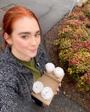 Maiah Stewardson Instagram - ur coffee delivery in T-4 mins ☕️☕️☕️