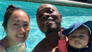 Malcolm Goodwin Instagram - #tbt This was our pregnancy announcement for Apollo. We had him swimming in the pool since he was 4 months:) #prouddad #proudhubby #grateful