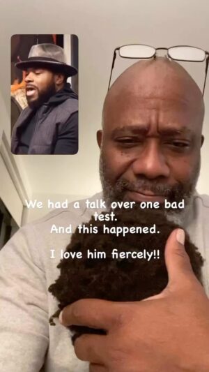 Malcolm-Jamal Warner Instagram - Ahhhhhh….man, I LOVE this…thanks for sharing this w me, @dichotomypoetry. 🙏🏿🙏🏿🙏🏿 Repost from @singledadwhyyoumad
•
My son brought home one bad test. So I had a talk with him about staying focused and doing the best he can. When I saw his eyes watering up I grabbed him and pulled him close and this happened. I love him fiercely!! Divinely!! Without reservation!  Looking for nothing in return. And this is what I get in return.