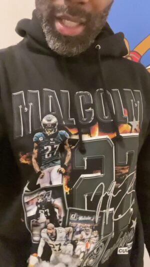 Malcolm Jenkins Instagram - Excited to collab with Philadelphia’s own @forthecultureclothing on this unique drop feature some of my favorite moments in the league. Available for a limited time. A portion of the proceeds will support my foundation @themjfoundation. Go buy this sweatshirt, tag me and I’ll repost in my story. Link to site is in my bio 
Fly eagles fly