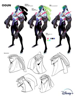 Malcolm Wope Instagram - MKHUZI the Spirit Racer: Concept Art (OGUN)

The early stages of this project was really fun. Myself and @pandaexclamated really tried to synthesize our styles to come up with the characters. 
In designing the Aliens we wanted to lean into African masks and mythology. 
Ogun was the character I did the most crafting on, based on the nigerian god of Iron in yoruba culture. Very fighting for our prideful racing overlord.

Check out the short film on 
@disneyplus 

All works owned by #disneyplus

#kizazimoto #characterdesign #conceptart #animation #Disneyplus