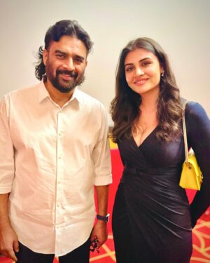 Malti Chahar Instagram - Finally, I met my childhood crush! 😍❤️ @actormaddy 
I guess I was in the 4th or 5th standard when his TV show Raj kahaniya aired on Doordarshan. I loved this character of a prince, which R Madhavan played in it! I copied his running action too, with which I won many gold medals in 100m, 200m and 400m running races at the state level! He still looks as handsome as that prince in my head, with that really cute smile! Though I was bit sad when I got to know that he is just one year younger than my father…🤦‍♂️😁