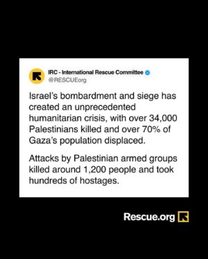 Mandy Patinkin Instagram - Repost from @rescueorg
•
No more violence. No more deaths. No more arms transfers.

We’re joining 250 humanitarian and human rights organizations in a call to stop arms transfers to Israeli and Palestinian armed groups that could be used to commit violations of international humanitarian and human rights law in Gaza.

Israel’s bombardment and siege has created an unprecedented humanitarian crisis, with over 34,000 Palestinians killed and over 70% of Gaza’s population displaced. Attacks by Palestinian armed groups killed around 1,200 people and took hundreds of Israeli and international hostages. 

Gaza has experienced the most intense use of explosive weapons in a densely populated area this century, with an estimated 45,000 bombs dropped during the first 89 days of conflict alone.

These conditions have created a situation of utter desperation. This will not change until the siege, the bombardment and the fighting ends.

End arms transfers. Ceasefire now.