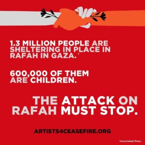 Mandy Patinkin Instagram - The Israeli military’s attack on Rafah puts 1.3 million Palestinians taking refuge — including 600,000 children— in catastrophic danger. 

We need a permanent ceasefire NOW— not a pause or temporary ceasefire. The killing must stop!

There is nothing that justifies the killing of children — in Gaza, or anywhere.

 President Biden and our elected leaders must act NOW to save lives and move us towards a future rooted in freedom, justice, dignity, and peace for all people.

#AllEyesOnRafah 
#PermanentCeasefireNow 
#Artists4Ceasefire