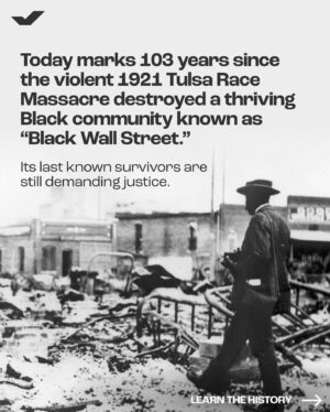 Mandy Patinkin Instagram - Repost from @whenweallvote on 5/31
•
“I have lived through the massacre every day. Our country may forget this history, but I cannot.” – Viola “Mother” Fletcher, oldest known survivor of the 1921 Tulsa Race Massacre.

We will never forget this history, Mother Fletcher. On its 103rd anniversary, we honor the lives of the #TulsaRaceMassacre victims and the legacy of The Greenwood District — a community that exemplified the power of Black excellence, Black success, and Black freedom.