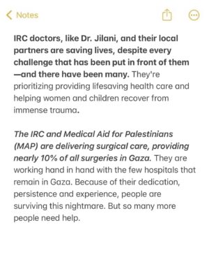 Mandy Patinkin Instagram - As a @rescueorg Ambassador, I am asking you to consider helping families in Gaza facing starvation, dehydration, loss of parents, loss of children… please read my letter and donate to the fundraiser at the link in my bio. 

The IRC and Medical Aid for Palestinians (MAP) are delivering surgical care, providing nearly 10% of all surgeries in Gaza. They are working hand in hand with the few hospitals that remain in Gaza. Because of their dedication, persistence and experience, people are surviving this nightmare. But so many more people need help.

I’m heartbroken. No one should ever have to suffer through what Palestinian families in Gaza are continuing to experience due to Israeli bombardment and blockade, or what Israeli families who are victims of the Hamas attack are also going through.

Israeli families need the hostages to come home and be reunited with their loved ones. Palestinian families need a ceasefire and humanitarian aid to start pouring in so more lives can be saved, not taken away.

Thanks for taking a moment here and for considering donating to the IRC. We have been working with them and supporting them for years and deeply believe in the work they are doing.