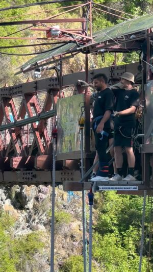 Manu Bennett Instagram - Bungy Jump! @ajhackettbungynz
