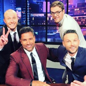 Manu Bennett Instagram - Had the most fun interview with these guys. #jonoandben I asked if I could ride in on a horse, they got me a horse!