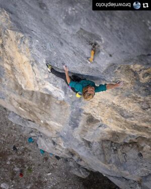 Marc-André Leclerc Instagram - Repost @browniephoto 
Last spring a crew of us good friends rode horses into this magical area and spent nearly a month opening new routes and projects. We found everything from ground up soloing multipitch 5.10, to bouldering, to legitimately hard sport climbing. Here @bretteharrington works on a 50 meter 5.13  streak that she bolted Ceuse style, and I'm sure she will be back next season.