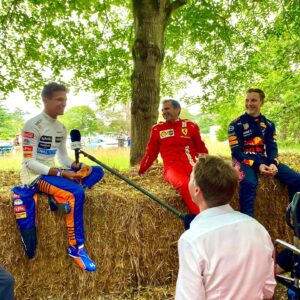 Marc Gené Instagram - Great to be interviewed with @landonorris and @liamlawson30 by @fosgoodwood moments before driving the F1 up the hill @ferrariraces #fosgoodwood @redbullracing @mclarenracingteam