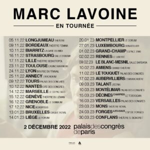 Marc Lavoine Instagram - J-7 avant le début de la tournée « Adulte Jamais » !

La tournée passera par la France (le 2 décembre au @palaisdescongres de Paris), la Suisse, la Belgique et le Luxembourg !

Première date à #Longjumeau, ville de naissance de Marc.

Tickets : lien dans la bio.