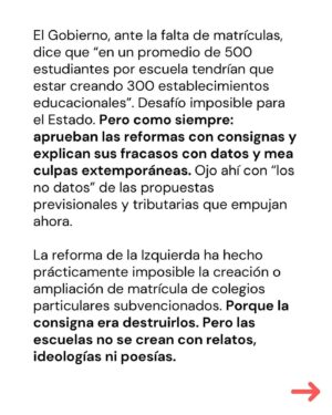Marcela Cubillos Instagram - La educación pública, se la echaron. 
Un grupo de jóvenes de elite, instalados en el Congreso y en el gobierno de la ex presidenta Bachelet, se dedicaron a experimentar con la educación y se la echaron. 
Ellos hoy habitan La Moneda y la realidad les ha explotado en sus narices.

(Columna publicada en El Mercurio, 17 de marzo 2024)